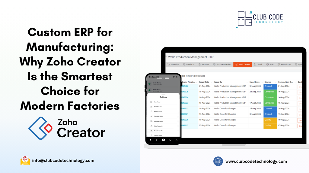 Custom ERP for Manufacturing: Why Zoho Creator Is the Smartest Choice for Modern Factories
